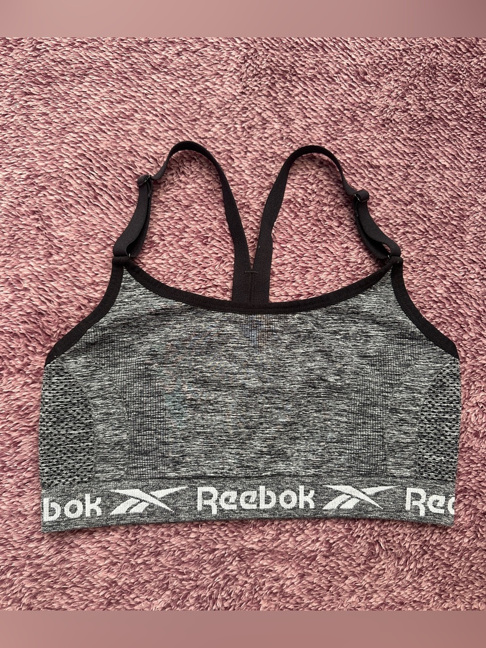 Reebok Women's Gray Seamless Sports Bralette - Heather Gray (No cup inserts)